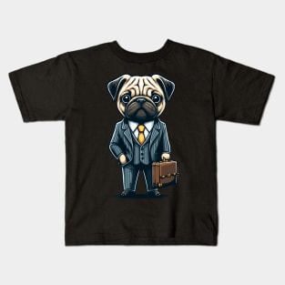 Dog in Suit Holding a Suitcase - Cute and Funny Vector Kids T-Shirt
